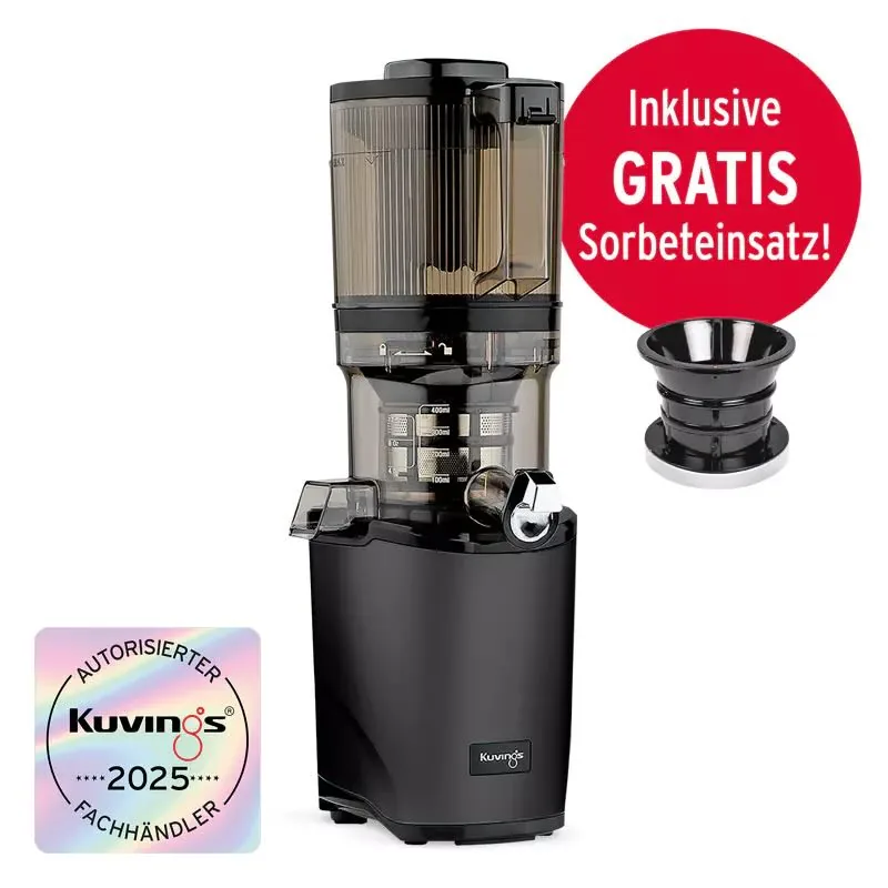 Kuvings AUTO8 Hands-Free Slow Juicer mit 2-Liter-Einfüllkammer und gratis Sorbeteinsatz